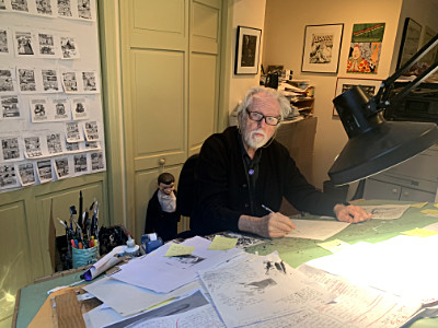 Bill Griffith in his studio